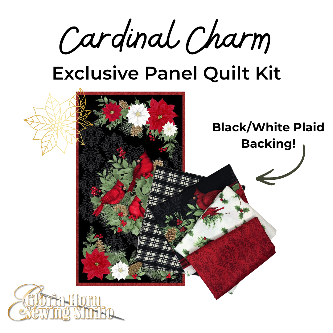 Cardinal Charm — Gloria’s Exclusive Panel Quilt Kit w/ Various Backings