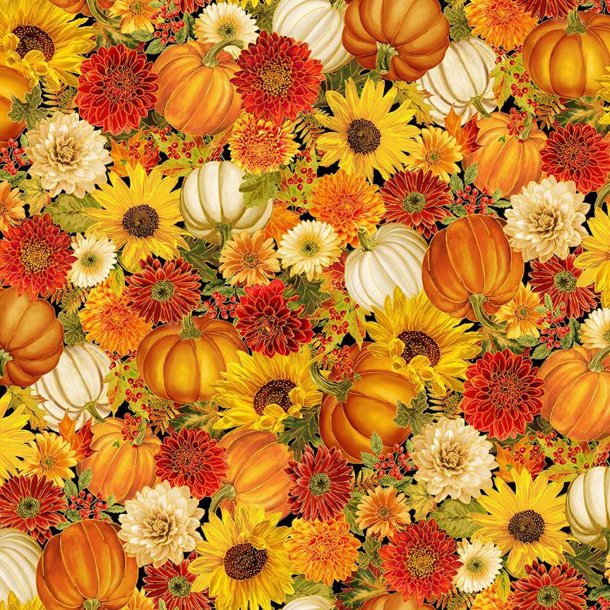 Give Thanks - Floral & Pumpkin Metallic - HARVEST-CM4134 AUTUMN