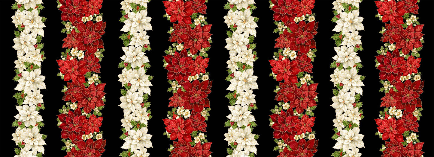 Merry Christmas - Poinsettias 11" Stripes - HOLIDAY-CM4142