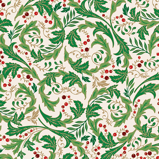 Holiday Nouveau - Holiday Leaves & Berries Cream - 15148M-07