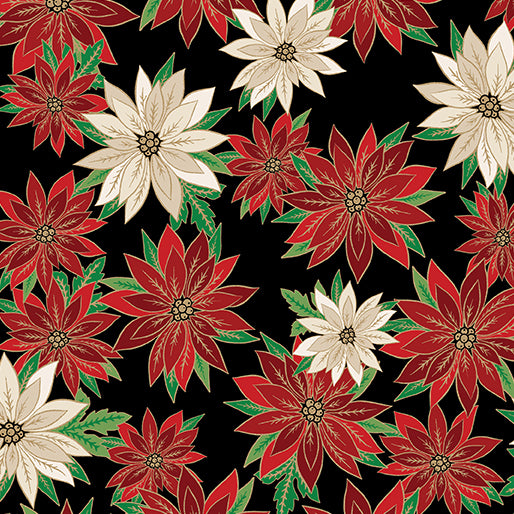 Holiday Nouveau - Poinsettias In Bloom Black - 15149M-12