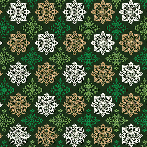 Holiday Nouveau - Holiday Medallions Forest Green - 15152M-45