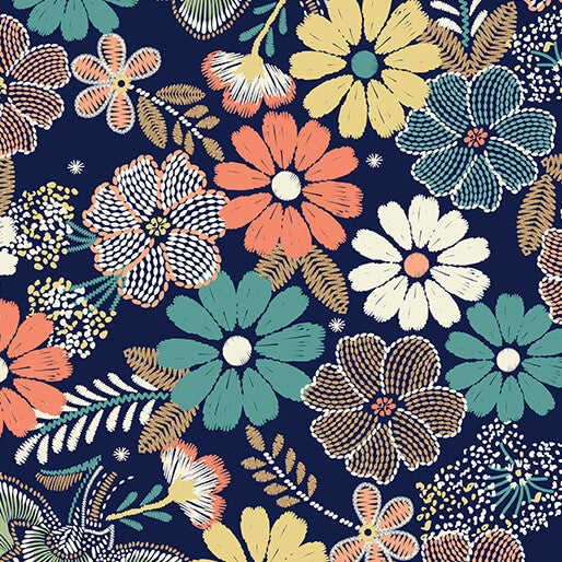 Majestic Garden - Fanciful Floral Navy - 15257M-56