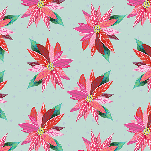 Magical Season - Painterly Poinsettia Light Turquoise - 16729P-04-BX