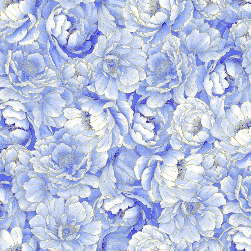 Moonlight - Floral Packed Metallic - LOTUS-CM3983 BLUE