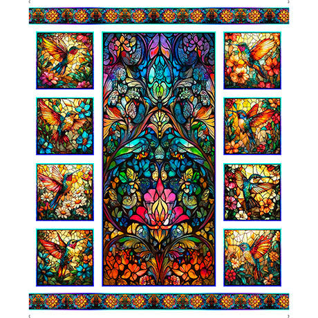 Flight of the Hummingbird - Stained Glass Hummingbird Pane - 2600 32191 X