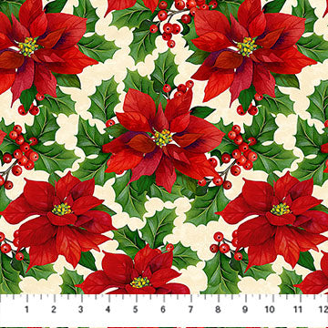 Deck the Halls - Poinsettia Beige Multi - 28996-12