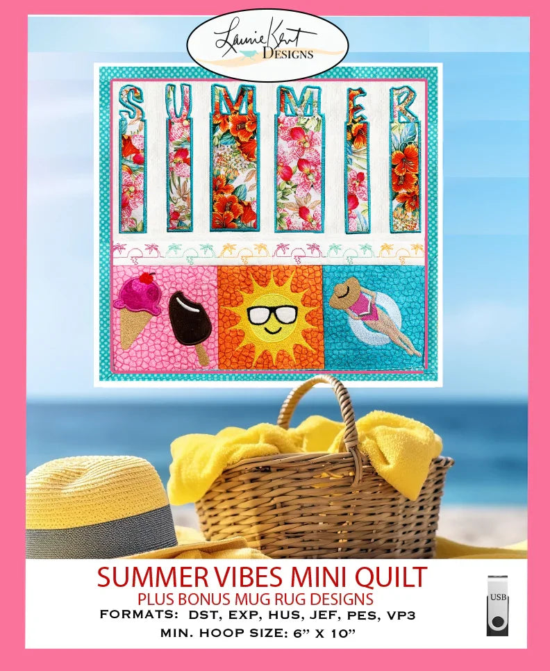 Summer Vibes Mini Quilt - USB - Laurie Kent Designs