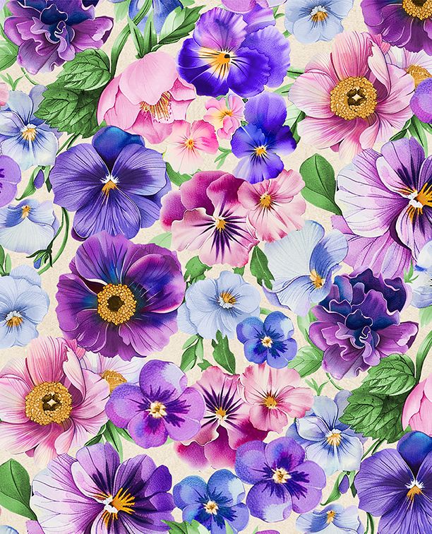 Pansy Fields - Packed Florals Cream - 3080 28662 276 WP