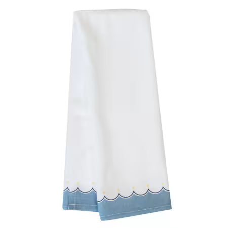 Printed Scallop Light Blue Tea Towels - Set of 2