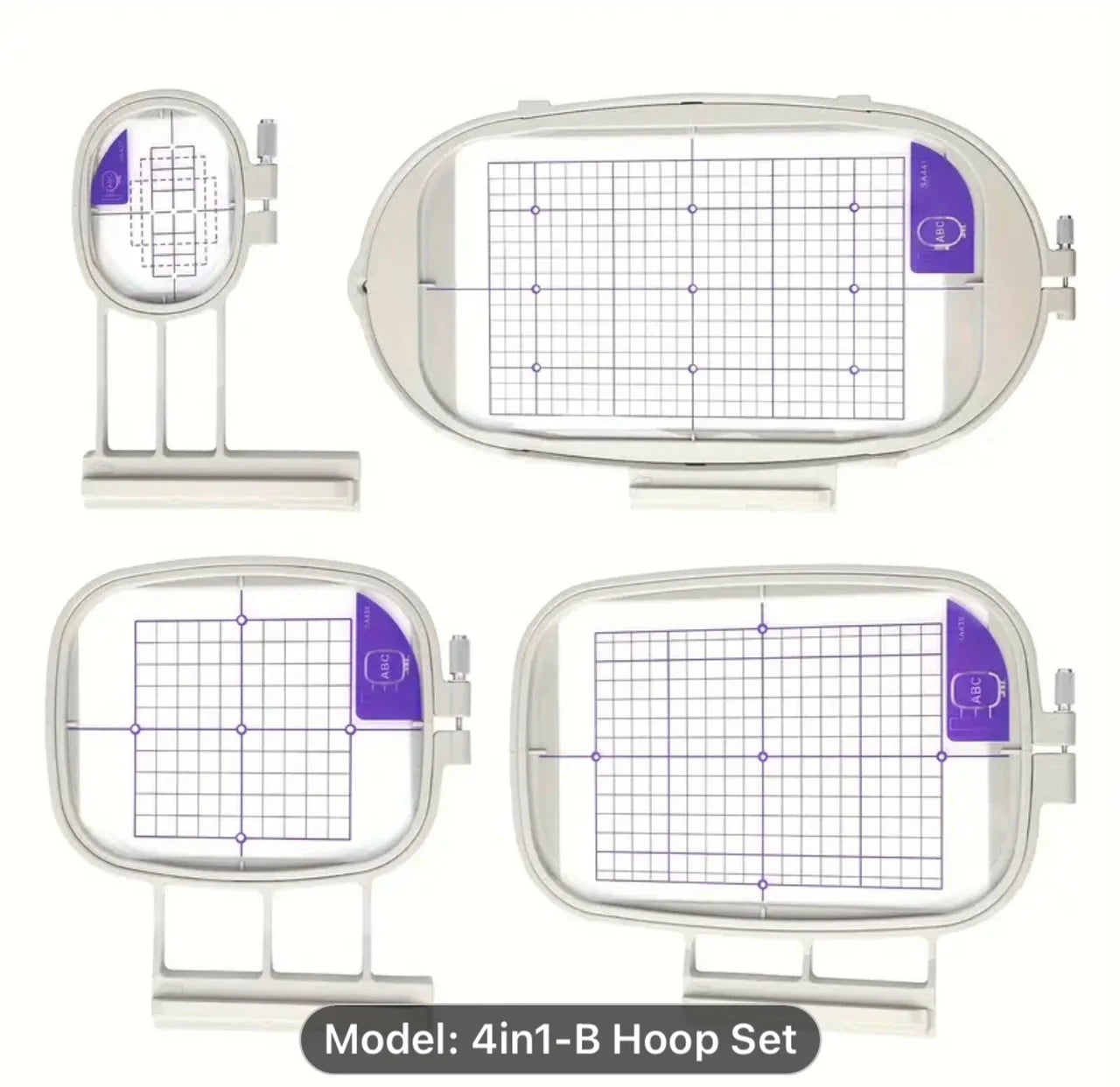 4-in-1 Set of Four Embroidery Hoops - 5"x7", 1"x2.5", 4"x4" and 6"x10"