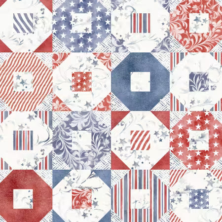 Stars & Stripes - Patriotic Octogon Patchwork - 9351S-103-SE