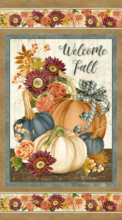 Hello Fall - Harvest Panel, Pumpkins, Florals - AWHDM23913196
