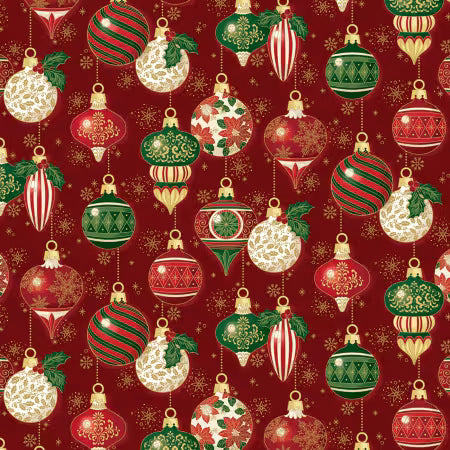 Poinsettias at Christmas - Ornaments Red Foil - CF17631R-RED