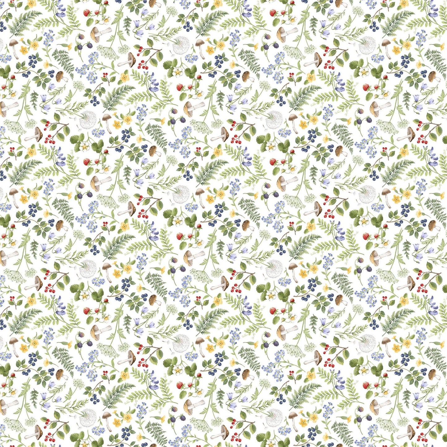 Floral Fern Toss - White Multi - Country Mouse - DP29009-10
