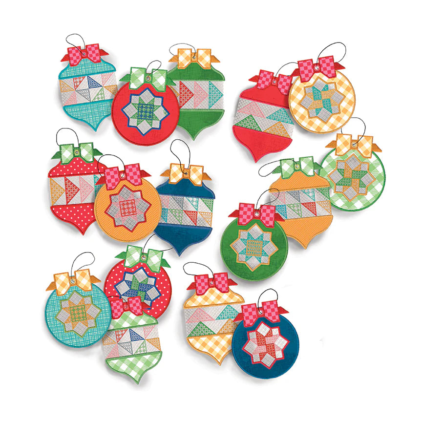 Home Town Holiday Patchwork Ornaments - Machine Embroidery - USB