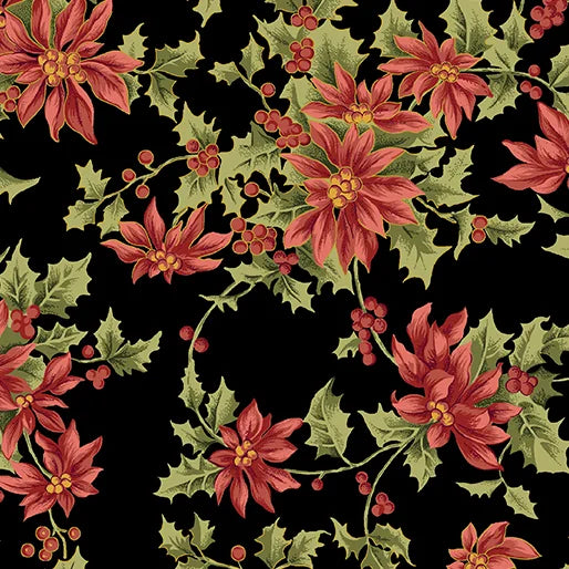 Christmas at Home - Noel Poinsettia Black - 16719M-12