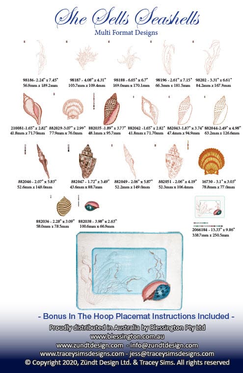 She Sells Sea Shells - Embroidery Designs
