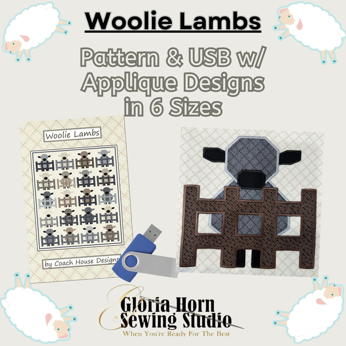 Woolie Lambs - Embroidery Designs & Pattern - USB