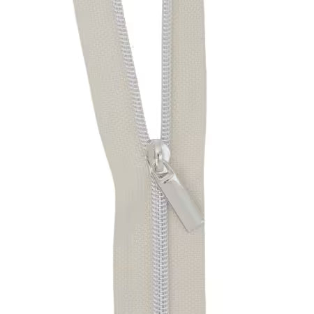 White #5 Nylon Nickel Coil Zipper + Pulls