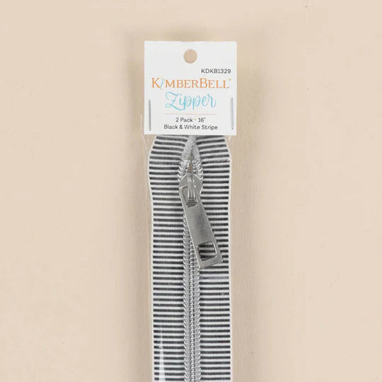 6" Black & White Striped Zipper, Pack of 2