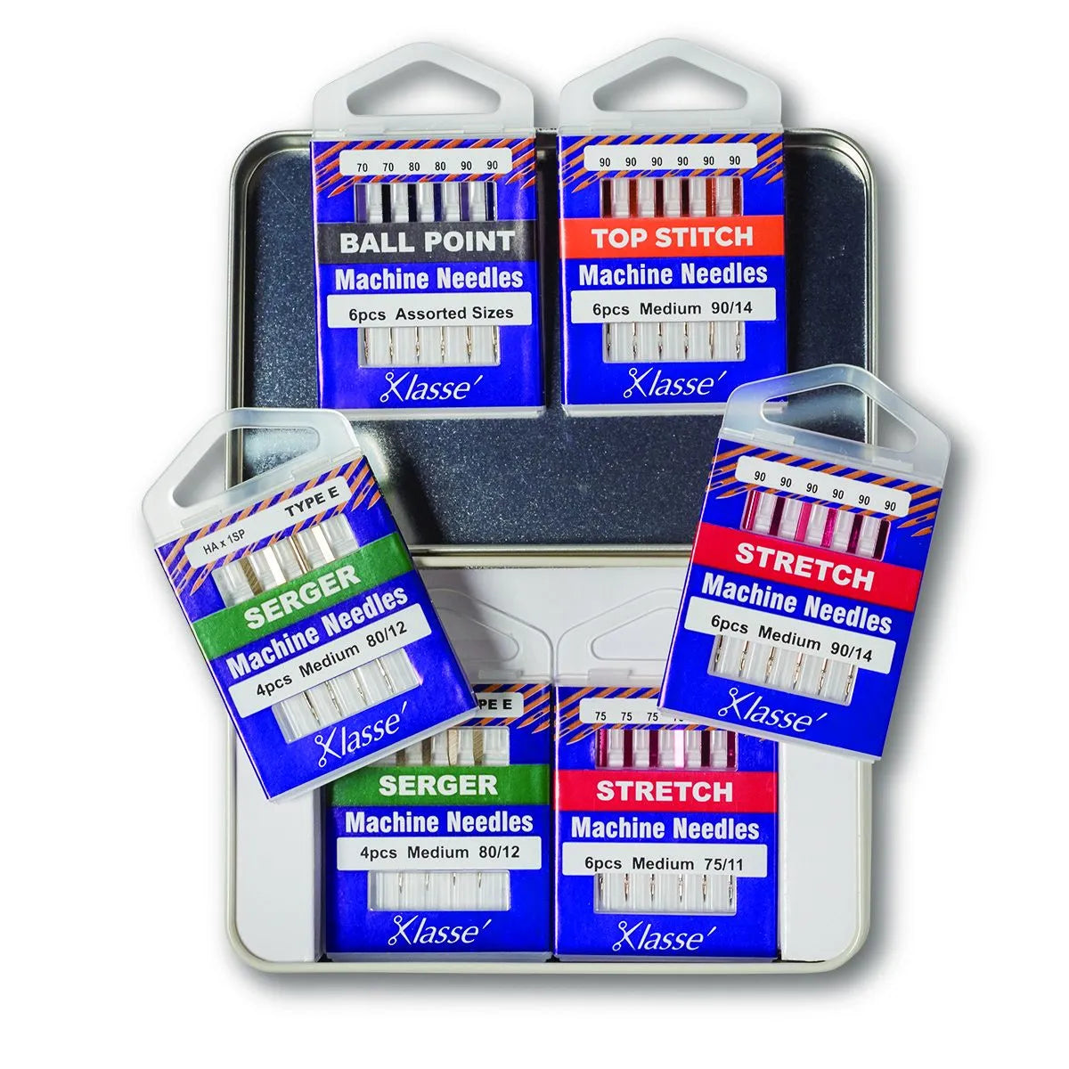 Klasse 6PC Serger HAX1SP Needle Variety Tin (For Baby Lock Acclaim, Celebrate, Victory, and Vibrant Sergers)