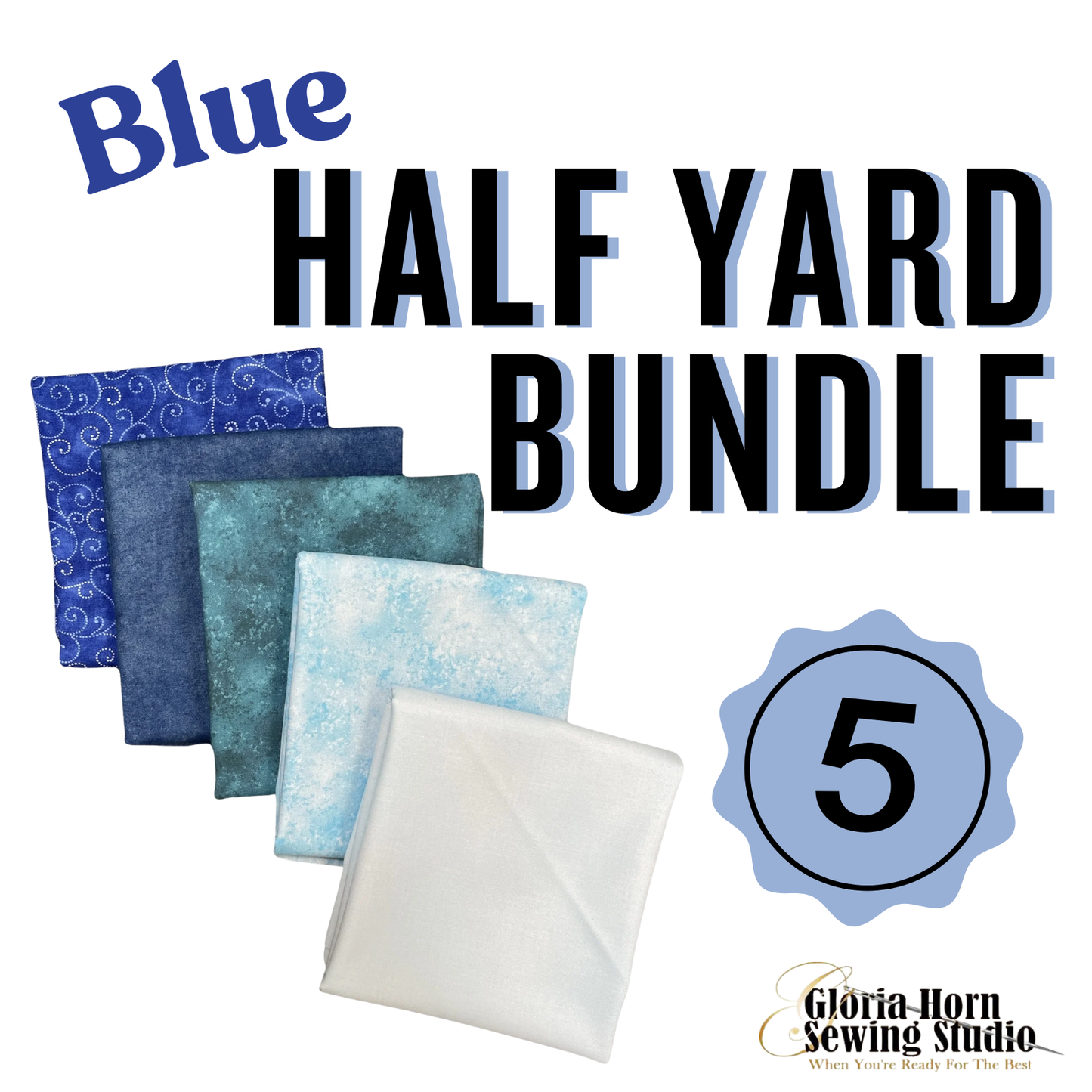 Blue - 5 Half Yards Fabric Bundle
