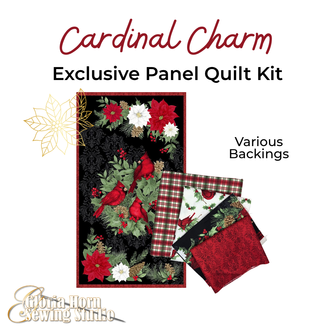 Cardinal Charm — Gloria’s Exclusive Panel Quilt Kit w/ Various Backings