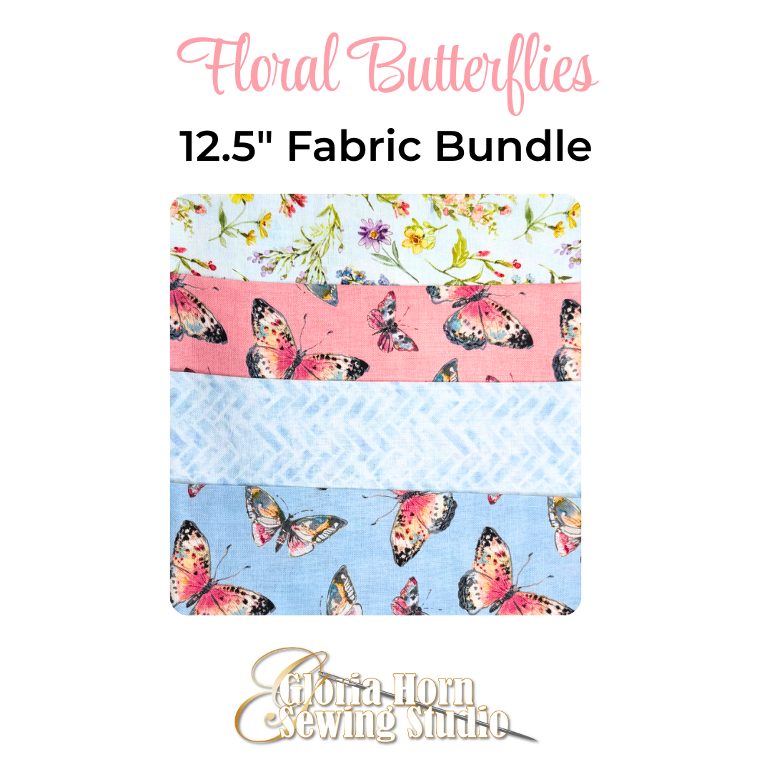 Floral Butterflies - Fabric Bundle | Four 12.5” x WOF