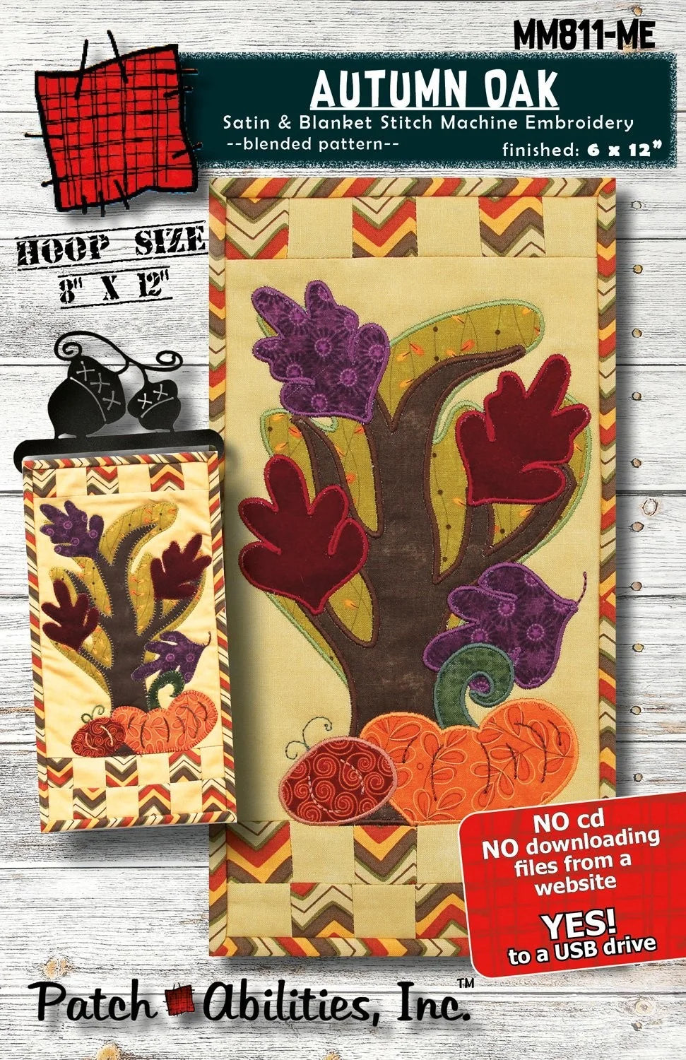 Autumn Oak Machine Embroidery Pattern W/ hanger