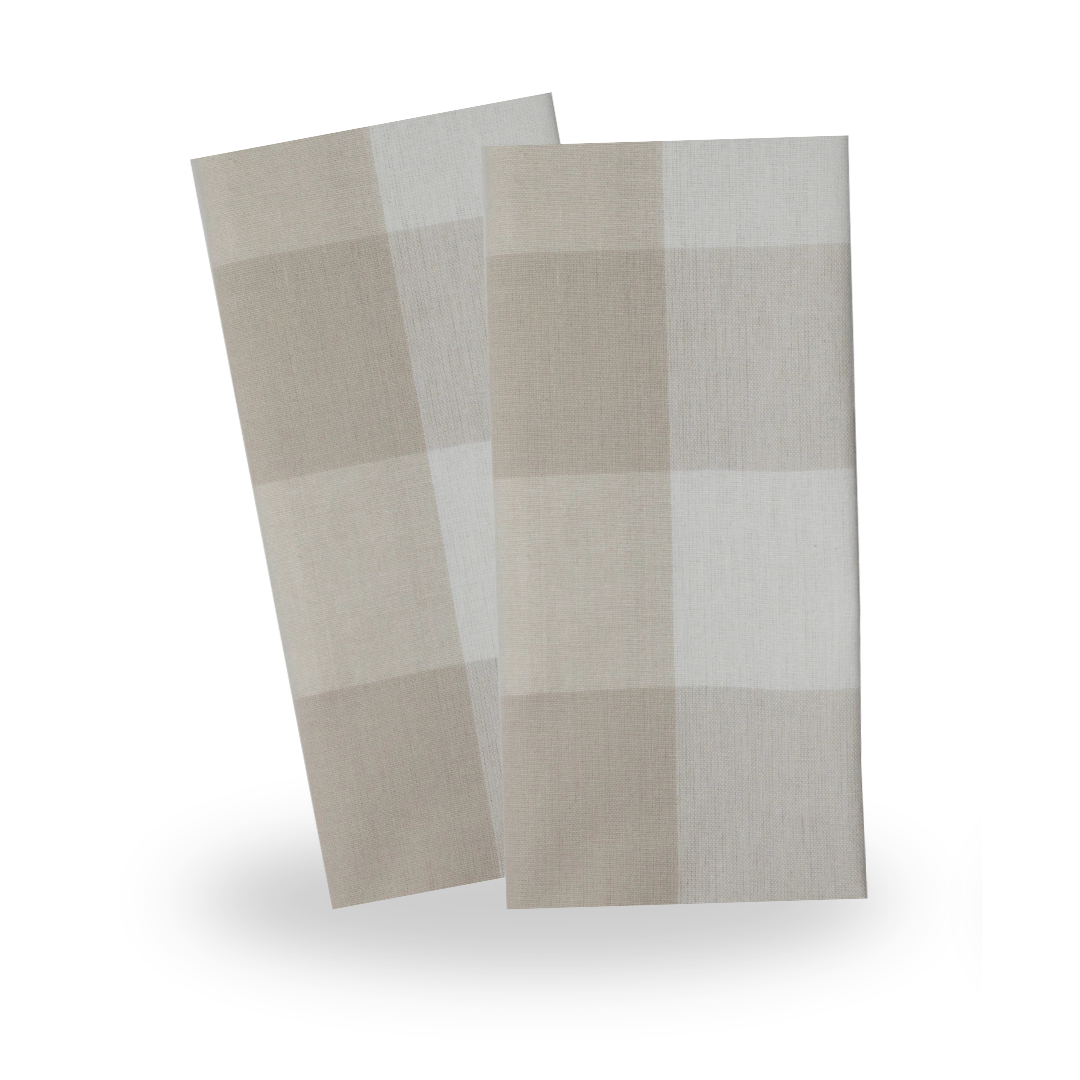 Natural/Cream Farm House Check Tea Towels, Set of 2