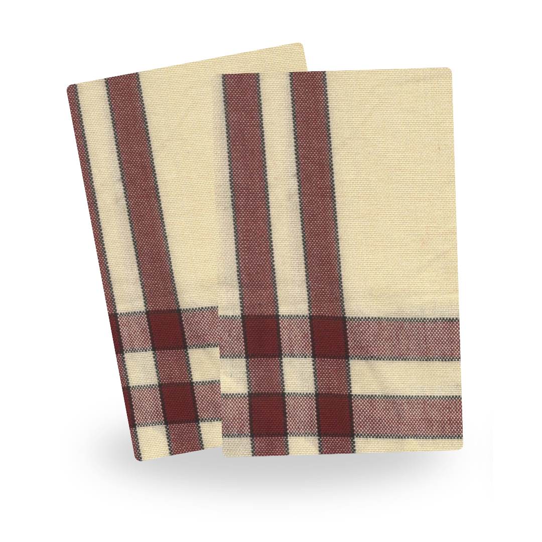Red/Cream with Black Stripe Tea Towels, Set of 2