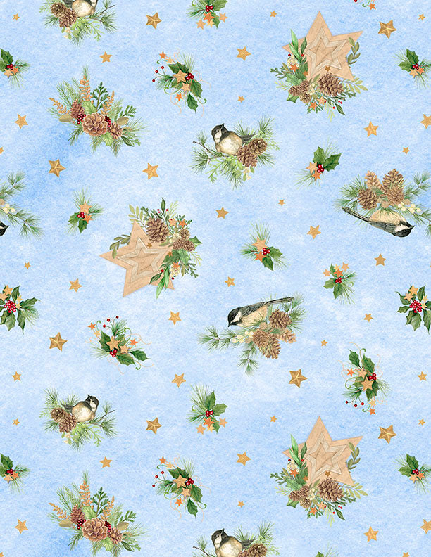 Let it Snow-Man! - Birds & Pine Toss Light Blue - 3017 27757 472