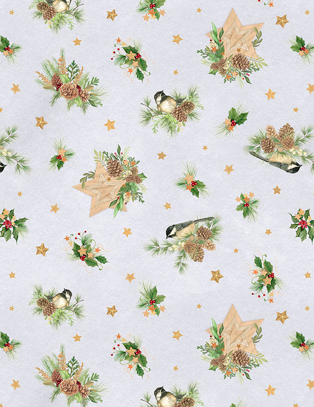 Let it Snow-Man! - Birds & Pine Toss Gray - 3017 27757 972