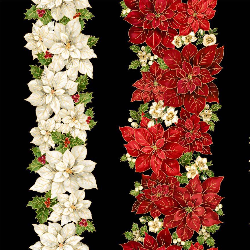 Merry Christmas - Poinsettias 11" Stripes - HOLIDAY-CM4142