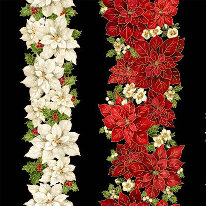 Merry Christmas - Poinsettias 11" Stripes - HOLIDAY-CM4142