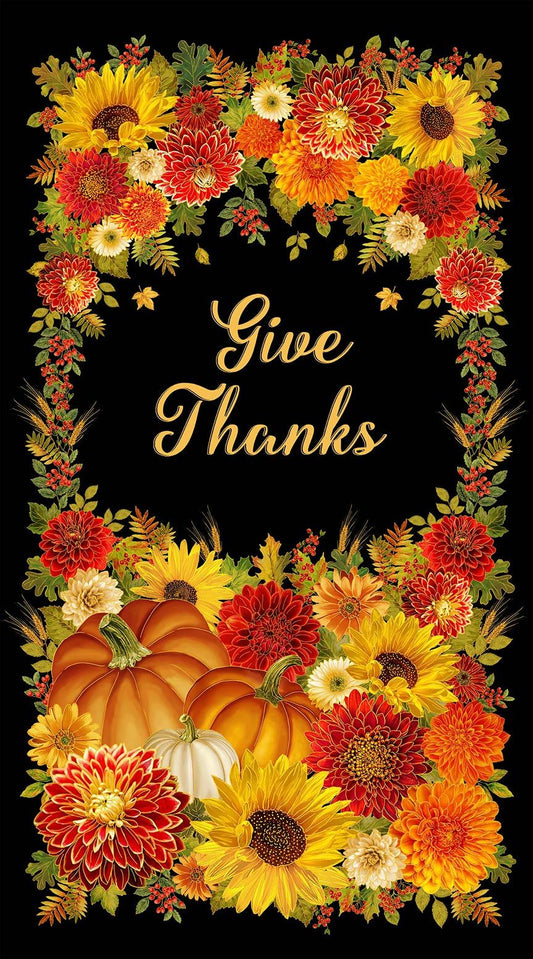 Give Thanks - Metallic Panel 24" - PANEL-CM4130  BLACK