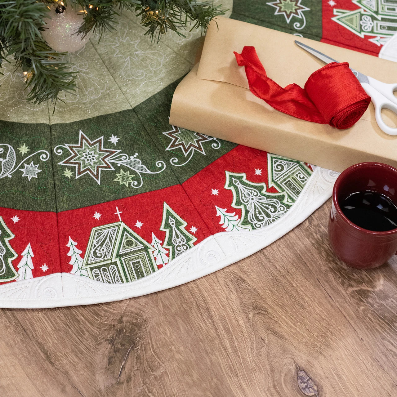Evergreen Star Christmas Tree Skirt Project USB