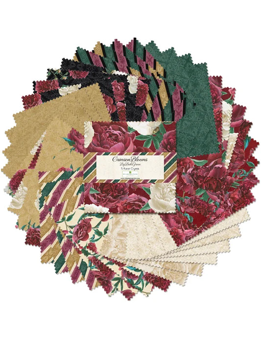 Crimson Blooms - 5" Charm Pack