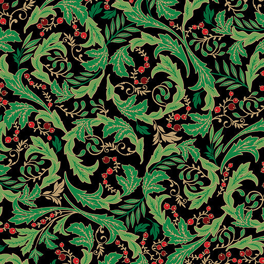 Holiday Nouveau - Holiday Leaves & Berries Black - 15148M-12