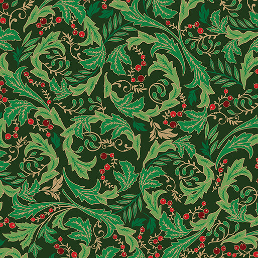 Holiday Nouveau - Holiday Leaves&Berries Forest Green - 15148M-45