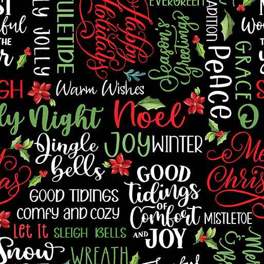 Heartland Holiday - Holly & Jolly Words Black - 15173-12