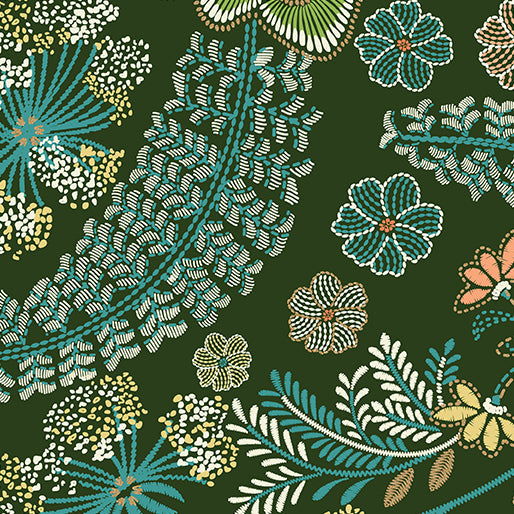 Majestic Garden - Majestic Floral Garden Hunter Green - 15252M-44
