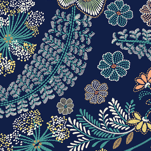 Majestic Garden - Majestic Floral Garden Navy - 15252M-56