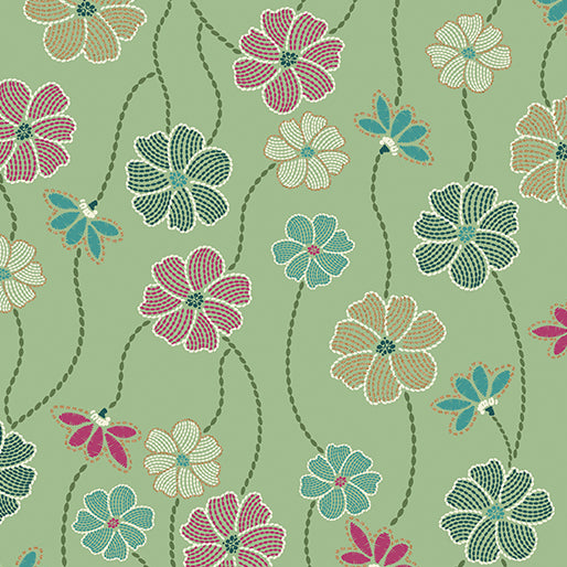 Majestic Garden - Floral Dance Sage Green - 15253M-41