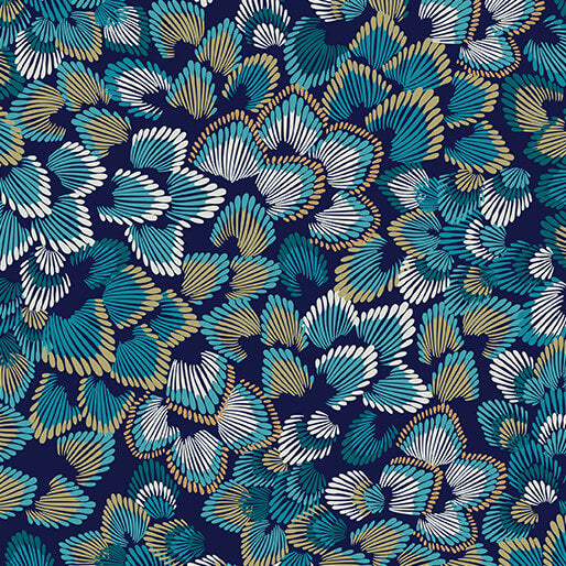 Majestic Garden - Feathery Leaves Navy - 15254M-56