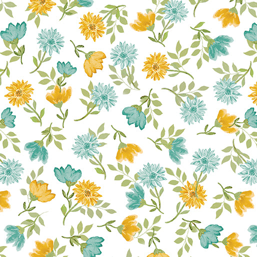 Montgomery Mountain Charm - Mountain Flower Toss Teal/White - 16813-82