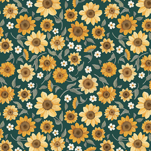 Heirloom Garden - Sunflower Fields Dark Teal - 16918-85