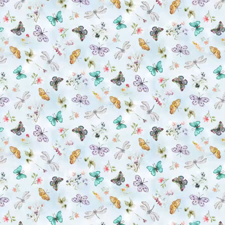 [SKINNY BOLT] Basket Full of Blessings - Sky Blue Butterflies and Florals - 2137-11