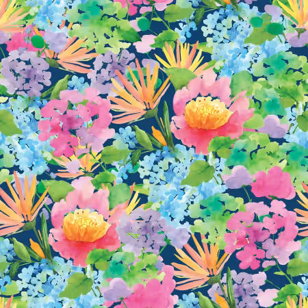 Bows & Blooms - Navy Floral Collage - BQ4535-77